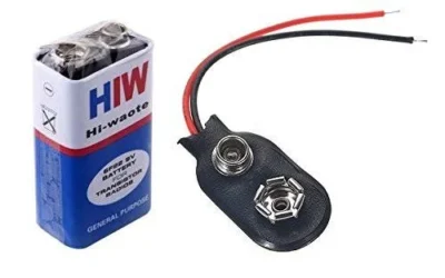 9V Battery and Clip (Pack of 5)
